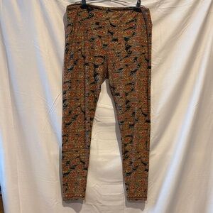 LuLaRoe Black and Orange Paisley Leggings